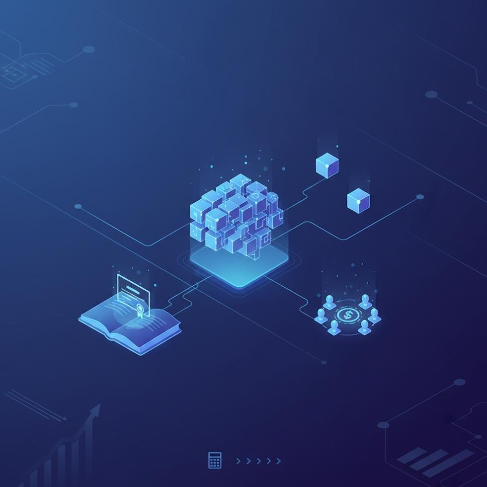 Eğitim ve blockchain teknolojisinin birleşimini anlatan infografik