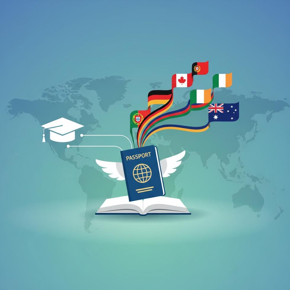 Yurtdışında eğitimle pasaport gücünü artırma yollarını anlatan grafik