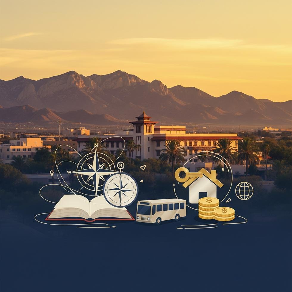 El Paso şehrinde UTEP kampüsü ve öğrenciler