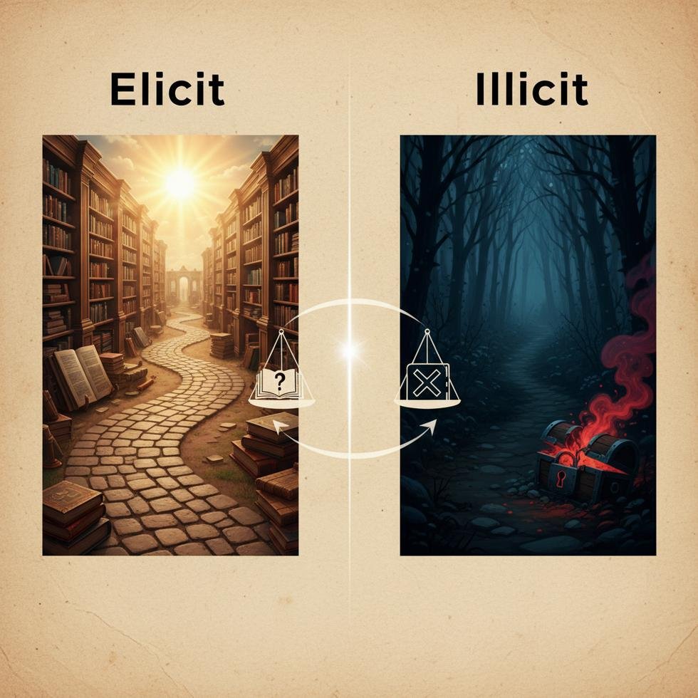 Elicit ve Illicit kelimelerinin yazımı ve kullanımı üzerine grafik