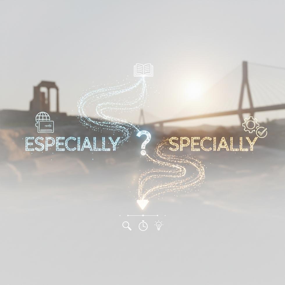 Especially ve specially kelimelerinin doğru kullanımı ve farkları hakkında bilgilendirme görseli