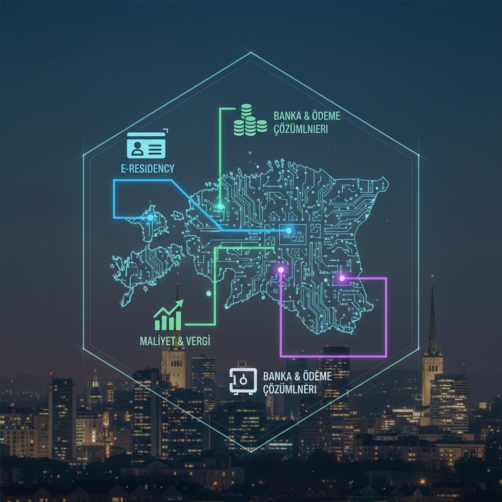 Estonya’da dijital şirket kuruluşu sürecini anlatan görsel