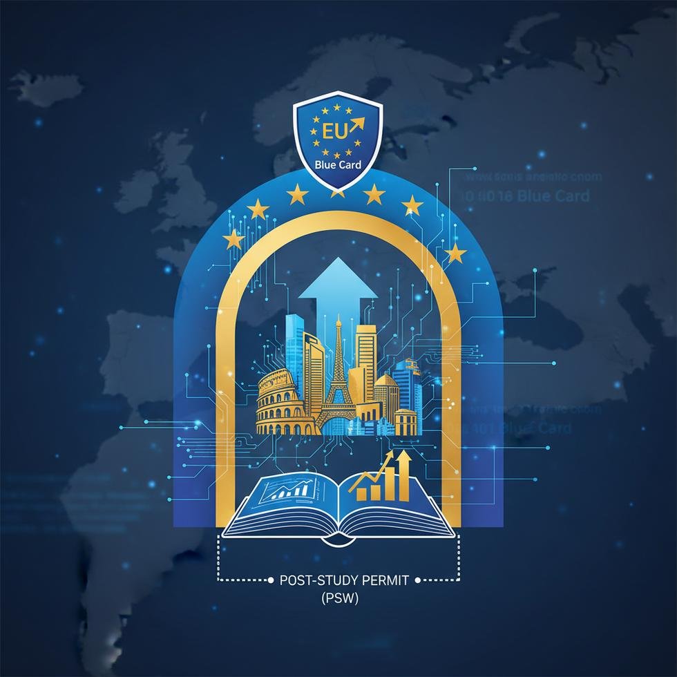 EU Blue Card süreci hakkında belge kontrolü yapan bir kişi