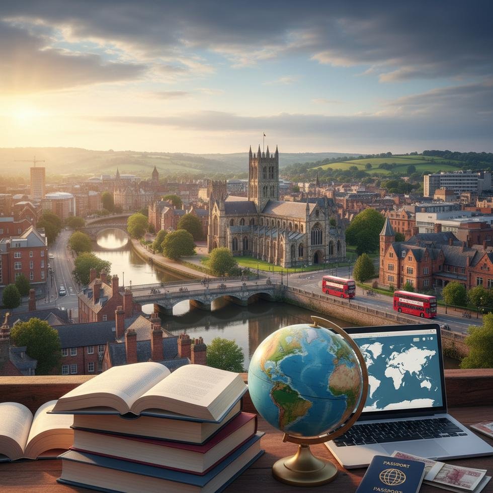 Exeter'deki dil okullarında eğitim alan öğrenciler