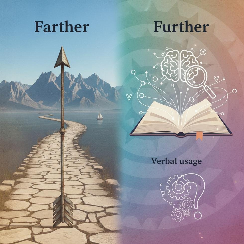 Farther ve Further kelimelerinin İngilizce kullanımını açıklayan görsel