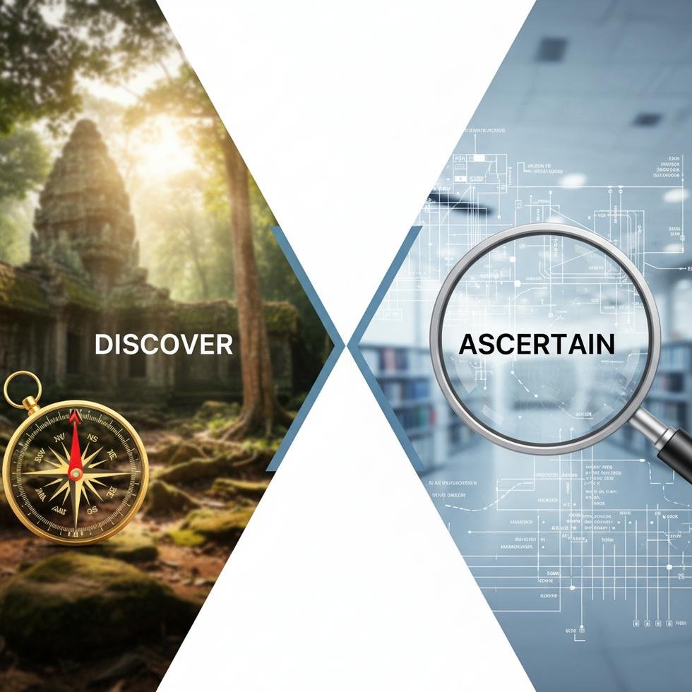 Find out, discover ve ascertain kelimelerinin kullanım farklarını gösteren tablo