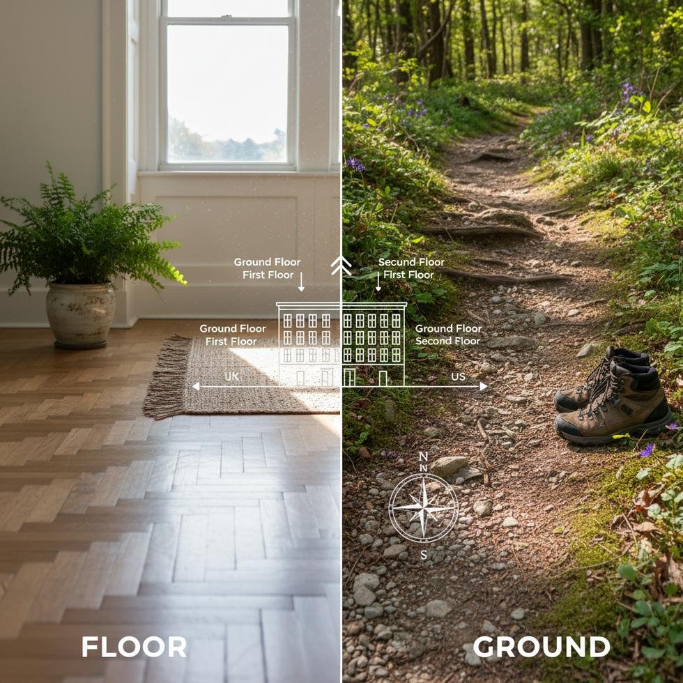 Floor ve Ground kelimelerinin anlam farkını gösteren İngilizce örnek metin