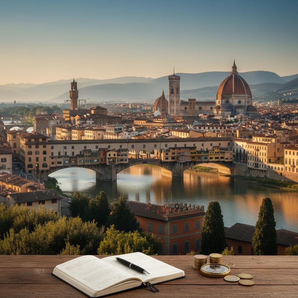 Floransa şehir manzarası ve tarihi yapılar