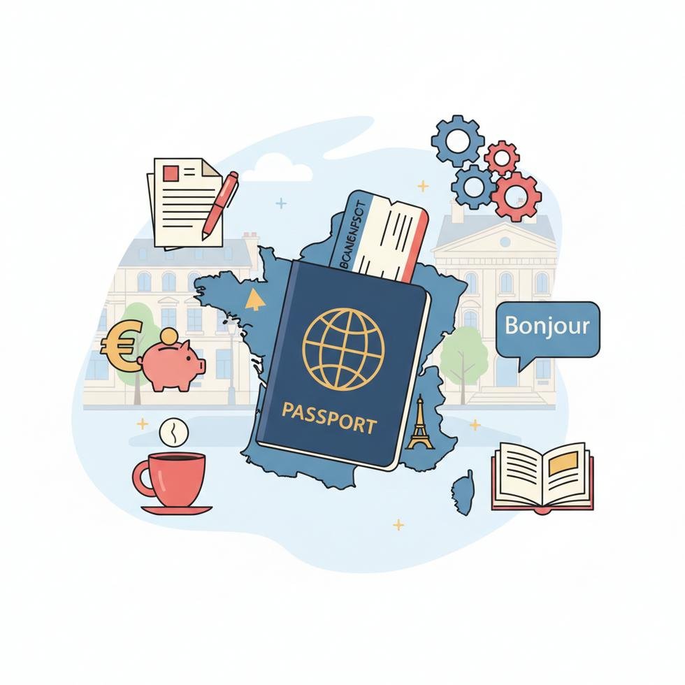 Fransa’da yaşam ve uyum süreci hakkında bilgi veren rehber görseli