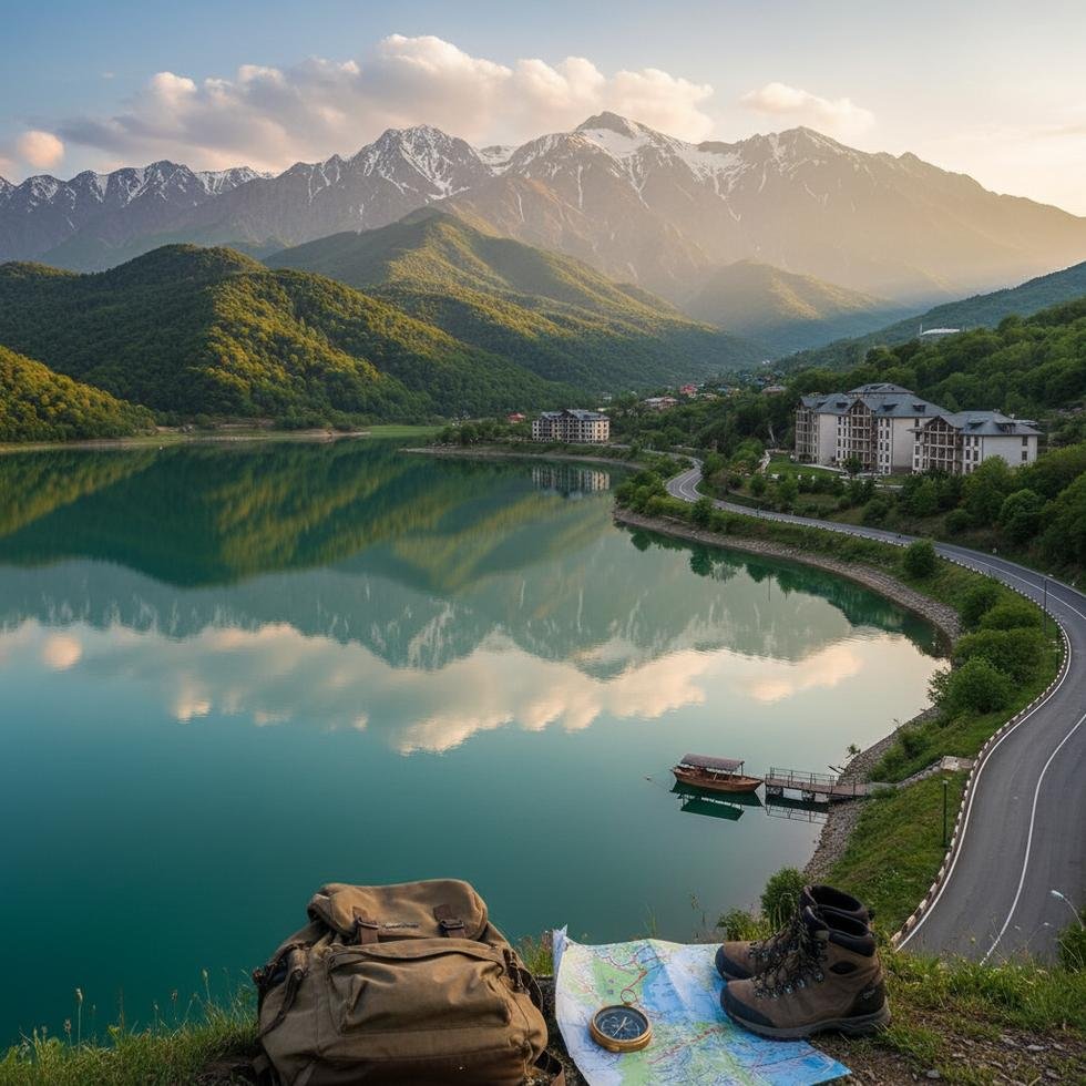 Gabala şehir manzarası ve doğa görüntüsü