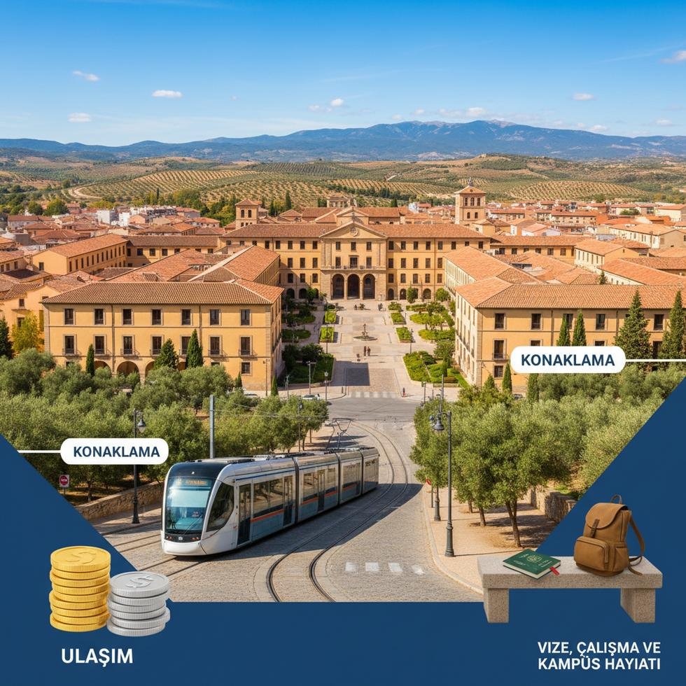 Getafe’de öğrenci yaşamını ve eğitim ortamını gösteren şehir görünümü