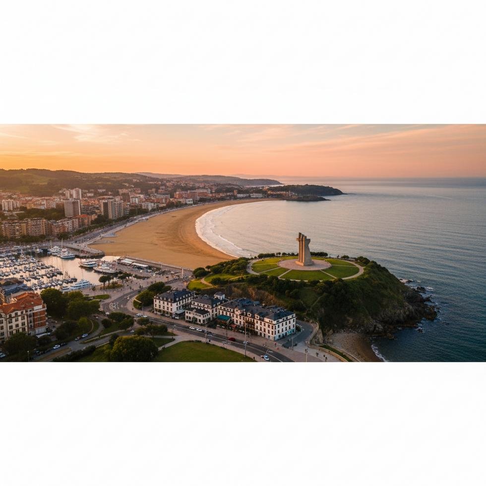 Gijón sahil manzarası ve şehir görünümü