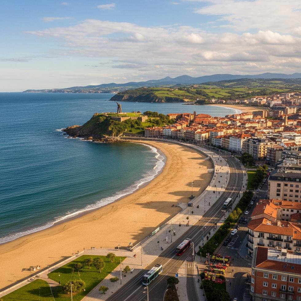 Gijón şehrinin sahil ve tarihi alanları