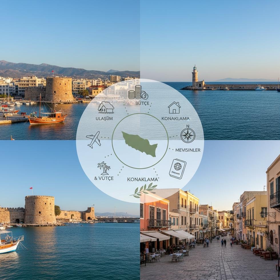 Girit adasında Heraklion ve Hanya şehirlerinden bir liman ve çevresi