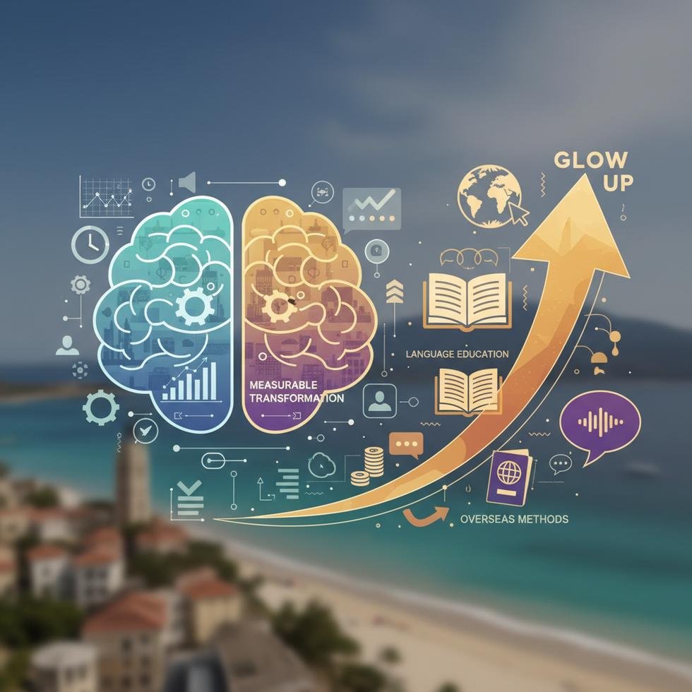 Glow up süreci ve dil eğitimi için rehber görseli