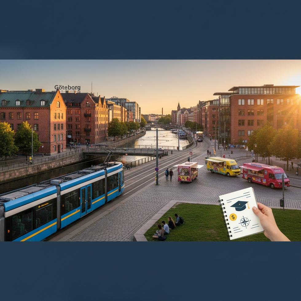 Göteborg şehrinin deniz kıyısı ve şehir manzarası