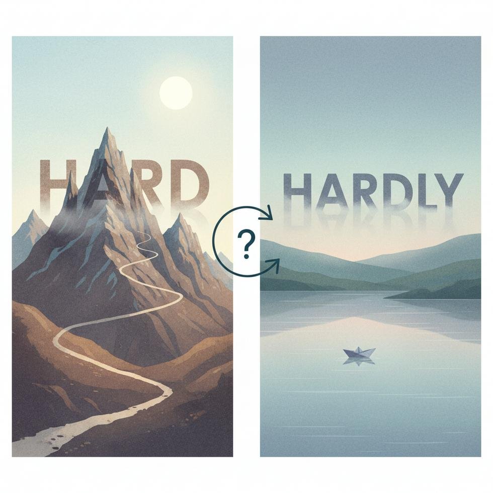 Hard ve Hardly kelimelerinin kullanımı ile ilgili açıklayıcı grafik