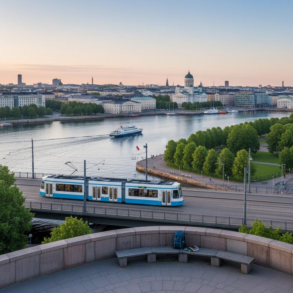 Helsinki şehir merkezinden bir panoramik görünüm