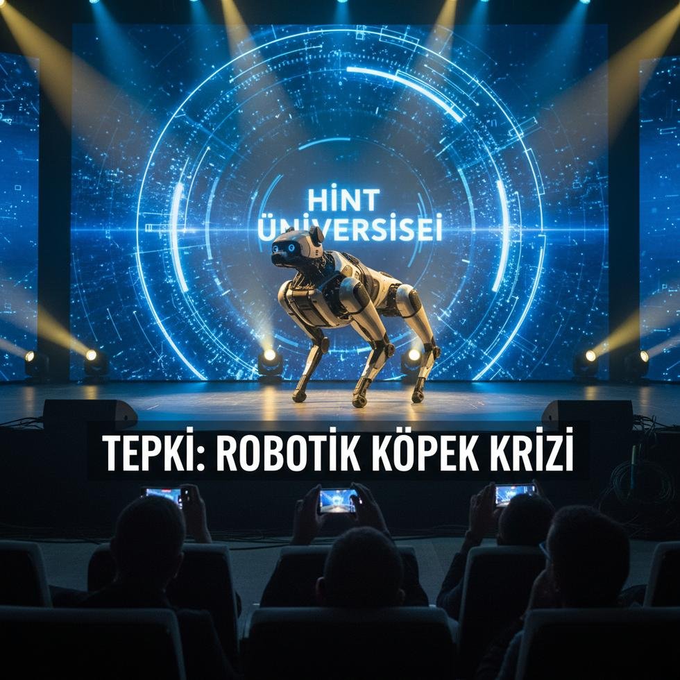 AI zirvesinde sahnede duran robot köpek