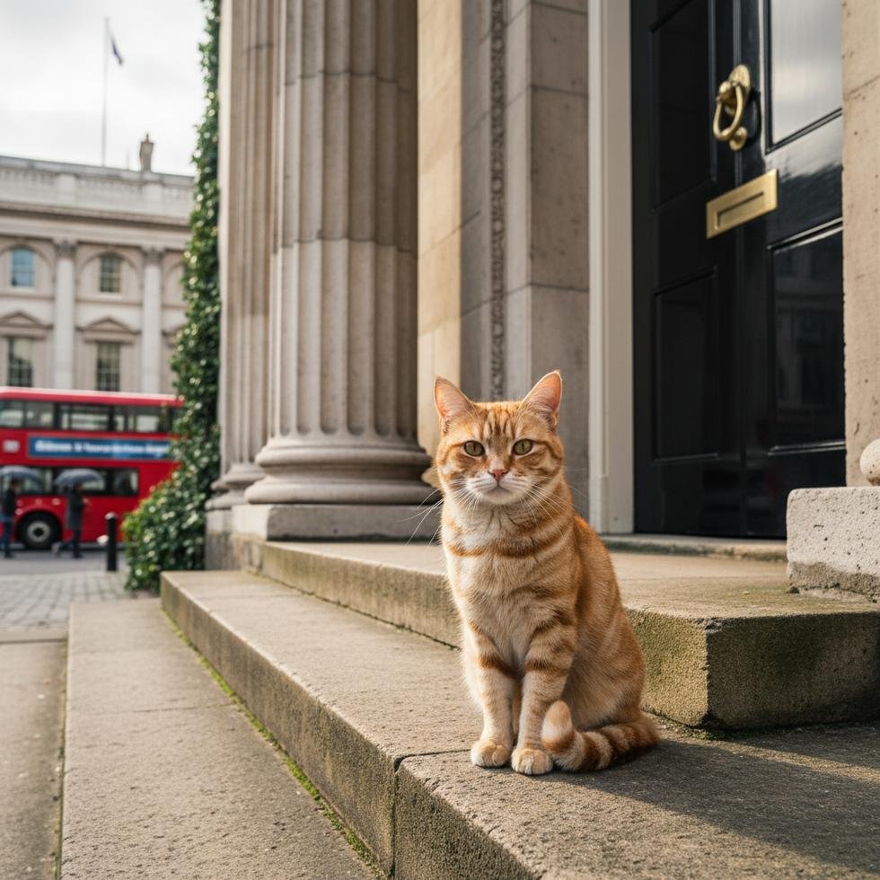 İngiltere Başbakanlık konutu önünde oturan resmi fare avcısı kedi Larry
