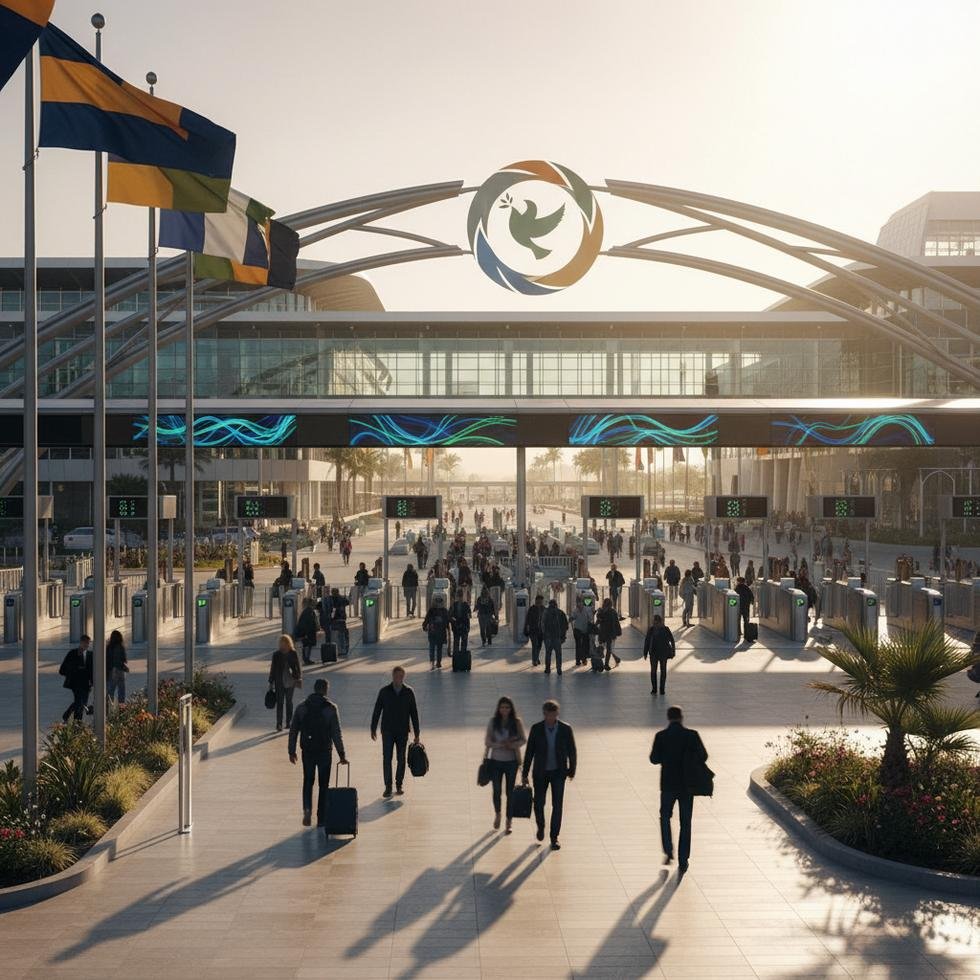 Refah Sınır Kapısı'nda güvenlik kontrolü ve insanlar sınırı geçiyor