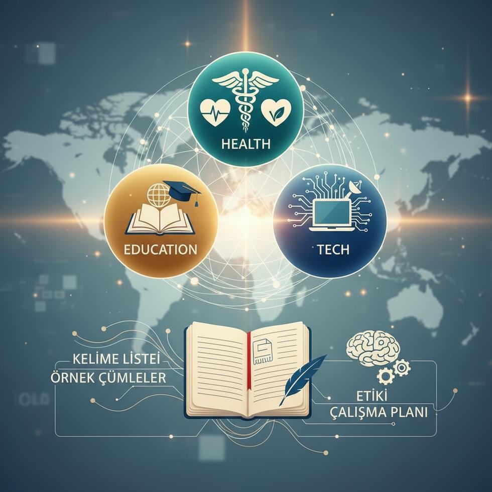 IELTS sınavı için önemli Education, Health ve Tech kelimeleri içeren liste