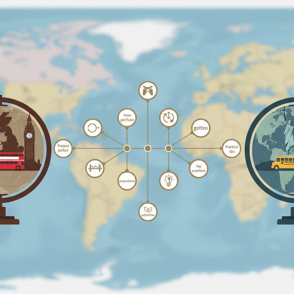 İngiliz ve Amerikan İngilizcesi gramer farklarını gösteren infographic