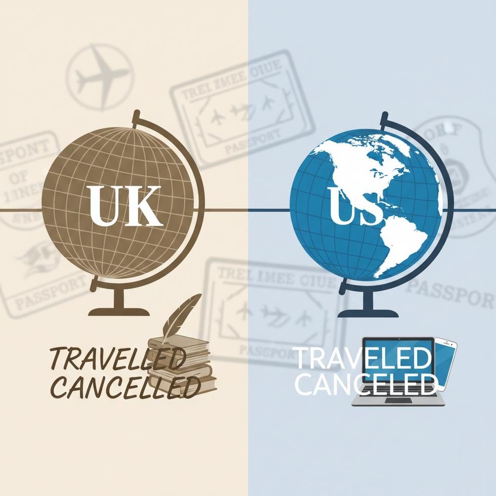 İngiliz ve Amerikan İngilizcesinde double l yazım farkları görsel anlatımı