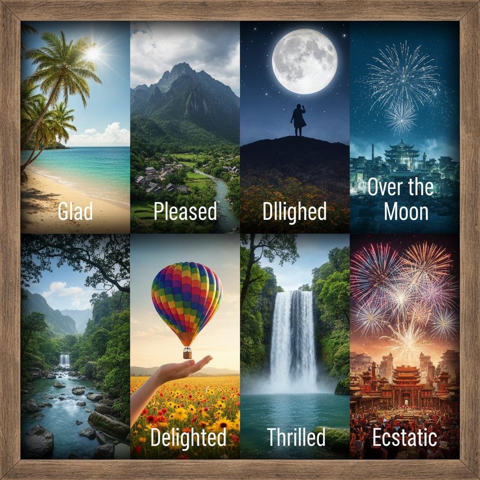 İngilizce ’happy’ kelimesine alternatif ifadeler ve kullanımları