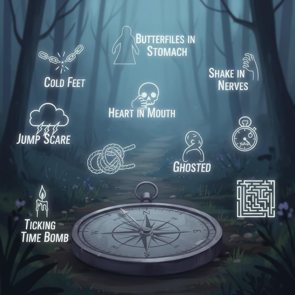 İngilizce korku ve endişe deyimlerini anlatan görsel