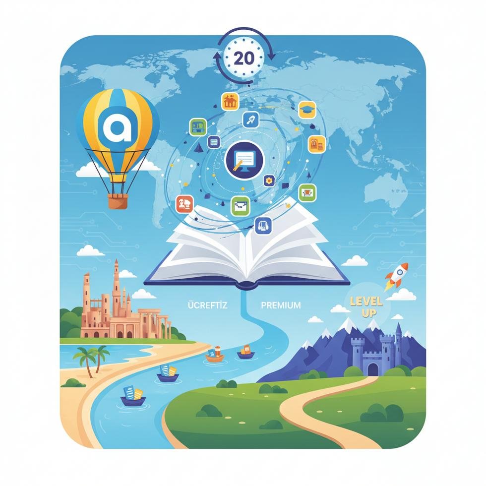 İngilizce öğrenme uygulamaları listesiyle telefon ekranı