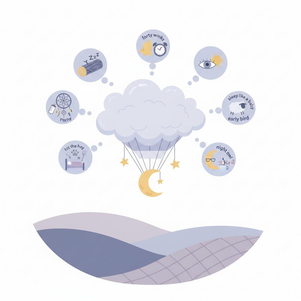 İngilizce uyku ifadeleri konusuna ait bir eğitim görseli