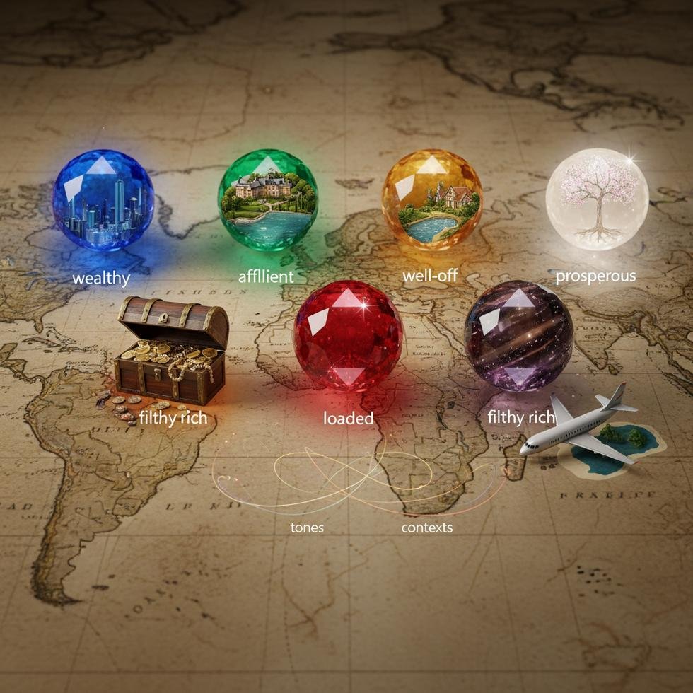 İngilizce'de 'rich' kelimesi yerine alternatif kelimeler rehberi görseli