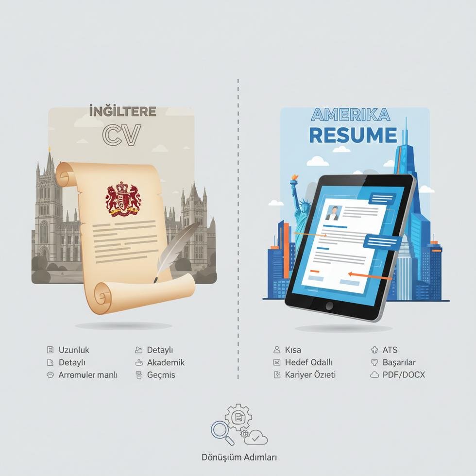 İngiltere CV ve Amerika Resume hazırlama farkları tablosu