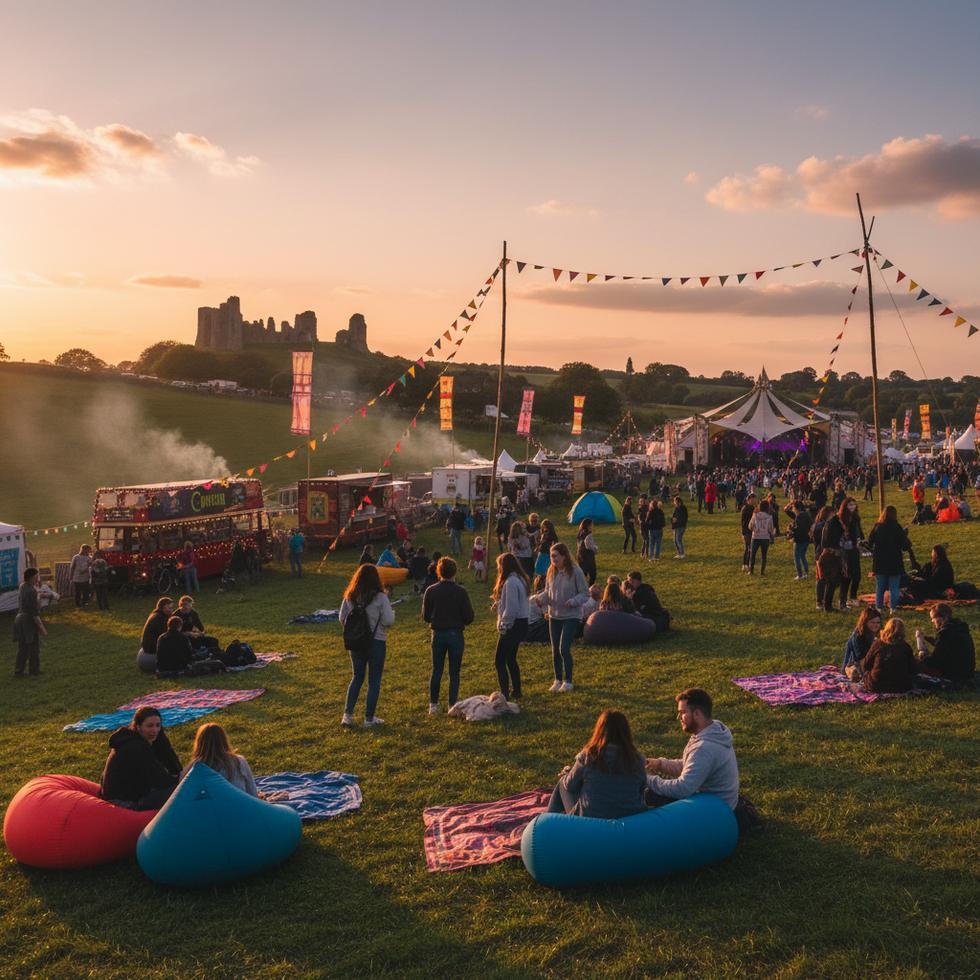 İngiltere’de bir açık hava festivalinde eğlenen gençler