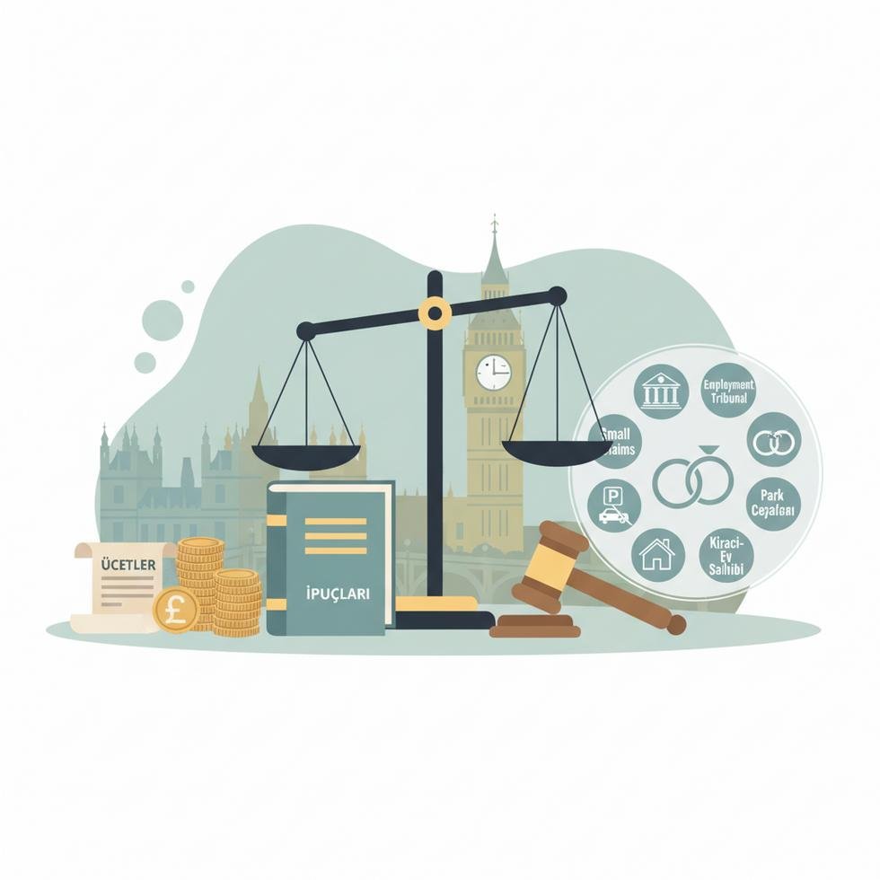 İngiltere’de avukatsız dava süreçlerini anlatan rehber görseli