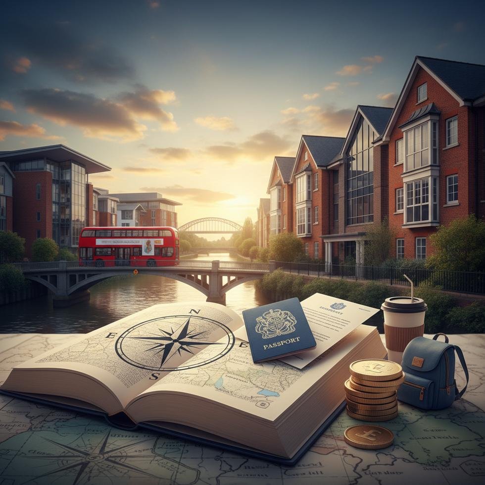 Ipswich waterfront manzarası ve öğrenci kampüsü