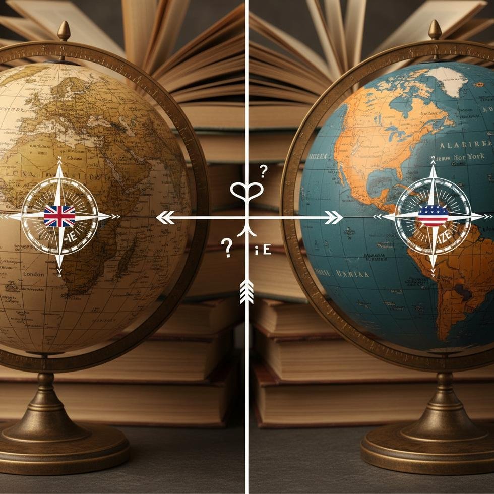 -ise ve -ize ekleri ile ilgili İngiliz ve Amerikan yazım farkları görseli