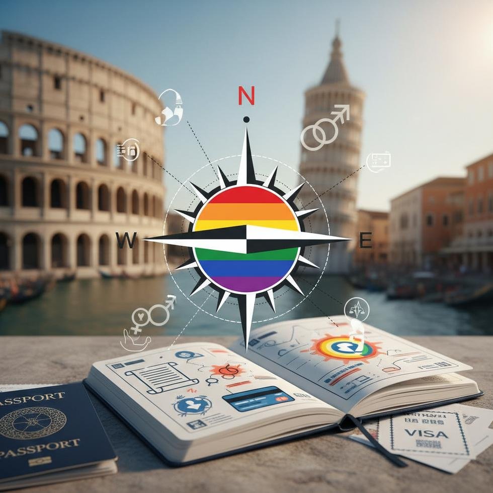 İtalya’da LGBTQ+ yaşamını ve haklarını anlatan rehber görseli