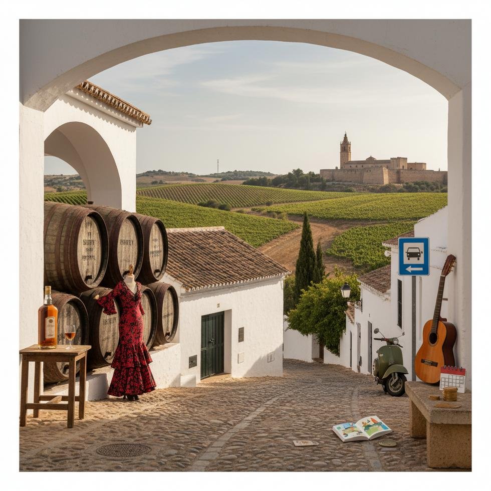 Jerez de la Frontera şehir manzarası ve tarihi yapılar