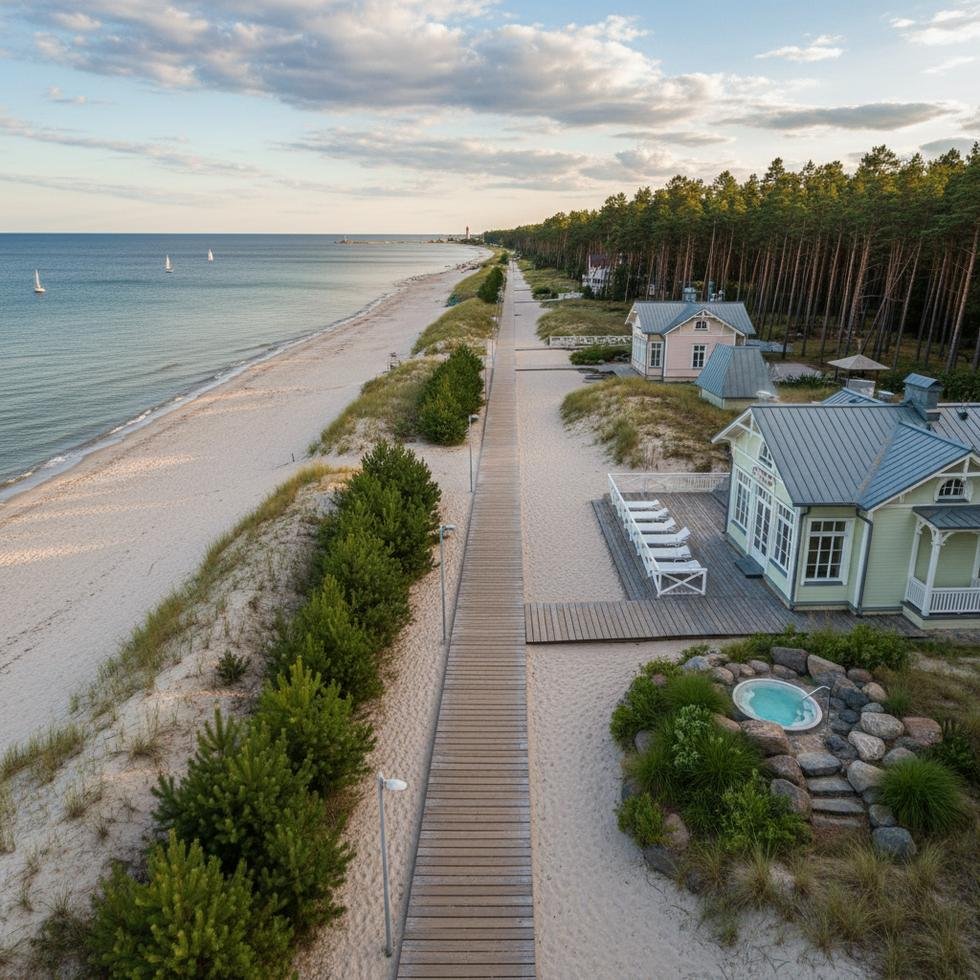 Jurmala sahilinde kumlu plaj ve spa otelleri