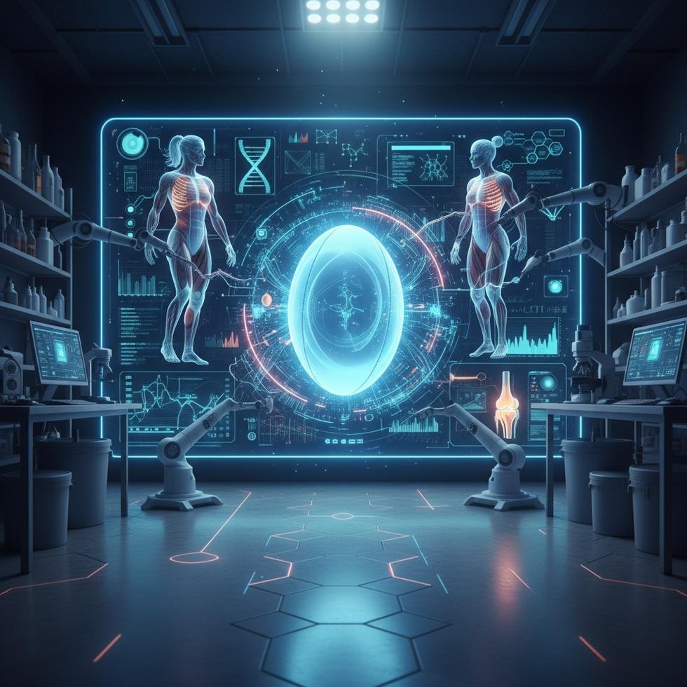 Kadın rugby oyuncuları ve laboratuvar çalışması