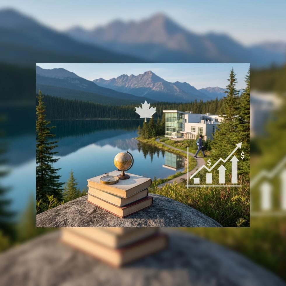 Kanada’da bir yıl dil eğitimi alan öğrenciler kütüphanede çalışıyor