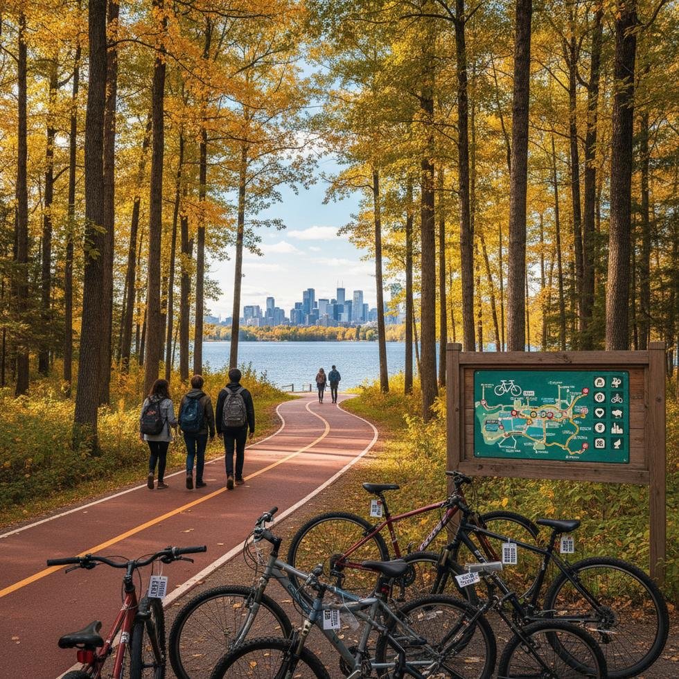 Kanada'da bisiklet süren üniversite öğrencisi