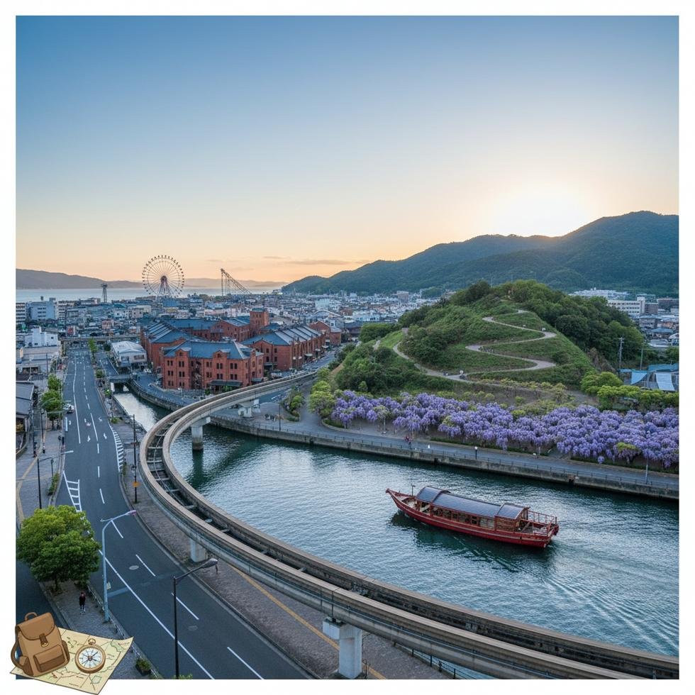 Kitakyushu şehir manzarası ve doğa görüntüleri