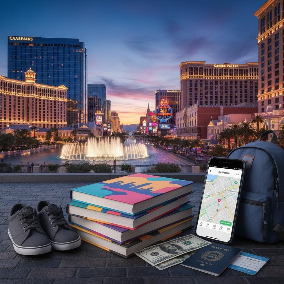 Las Vegas Strip bölgesinin gece görünümü