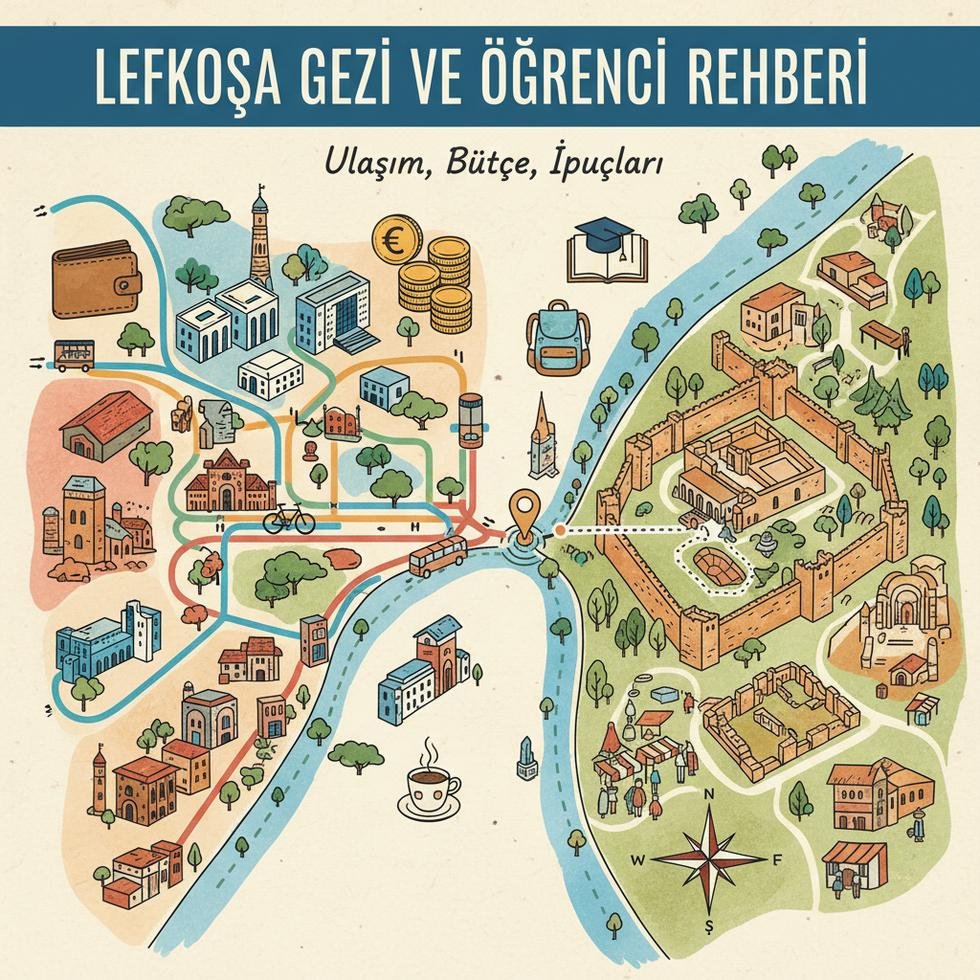 Lefkoşa şehir manzarası ve tarihi mekanlar