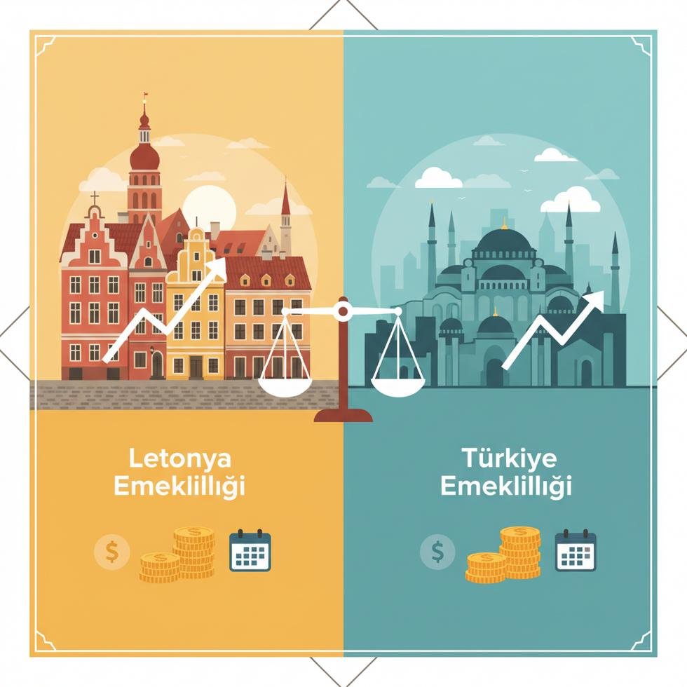 Letonya ve Türkiye emeklilik sistemi karşılaştırması temsili grafik