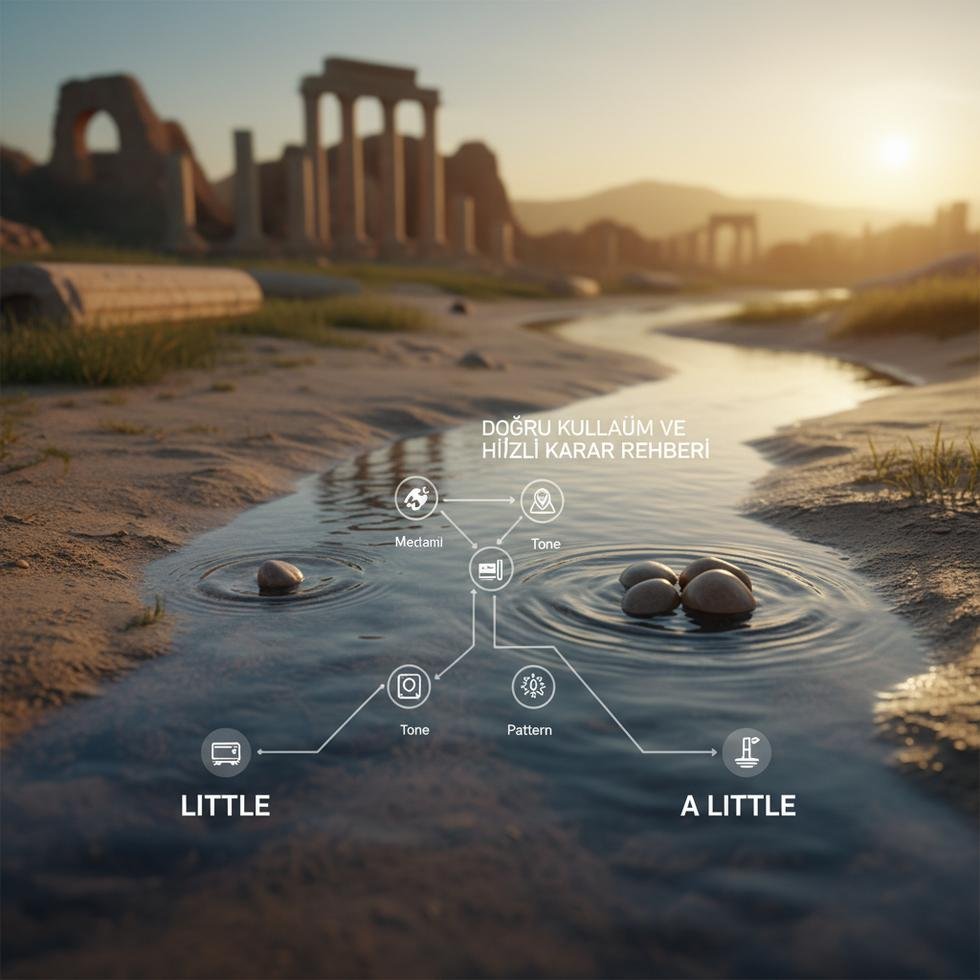 Little ve A Little ifadelerinin farklarını açıklayan İngilizce dil bilgisi görseli