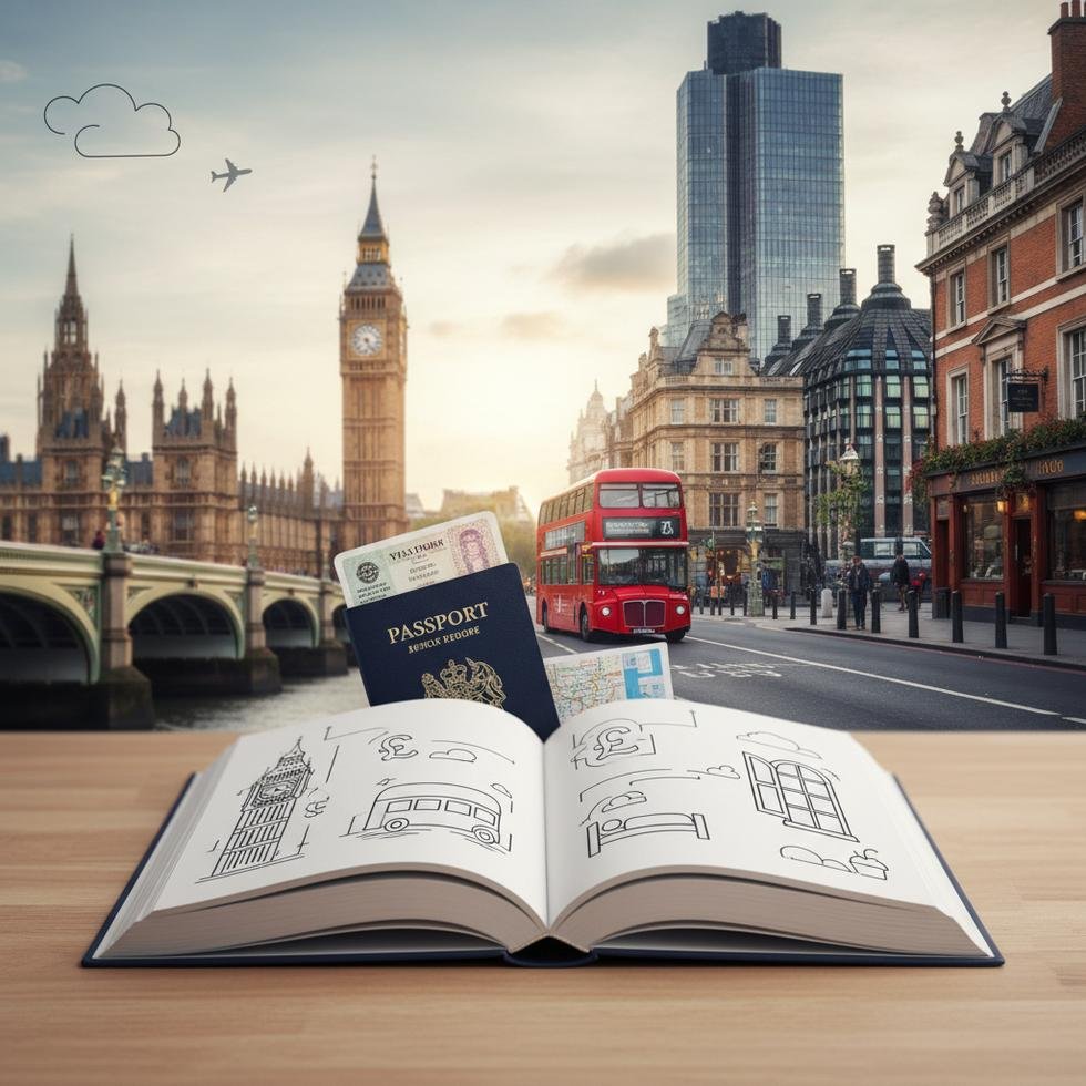 Londra şehir manzarasında Thames Nehri ve London Eye